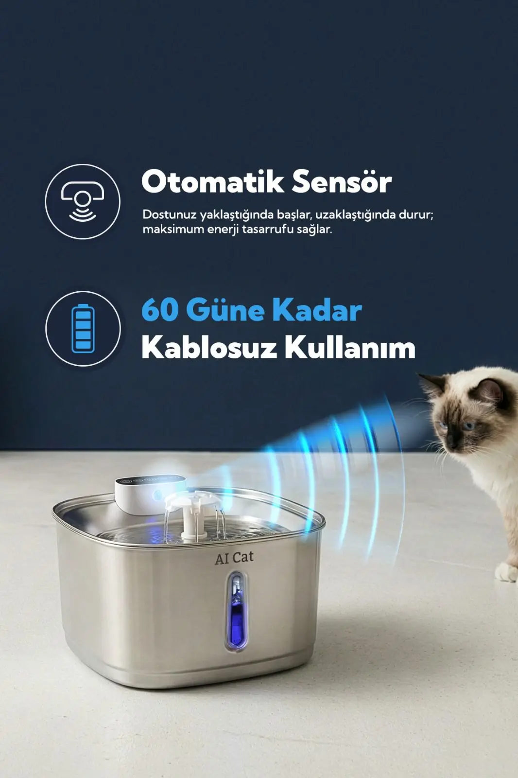 AI Cat Hydra 3.2 lt Akıllı Kedi Su Pınarı