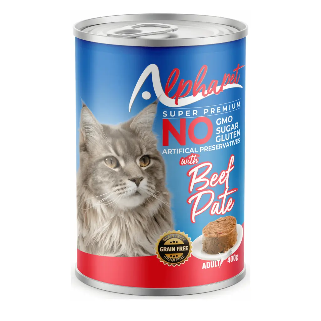 Ürün görseli: Alphapet Sığır Etli Ezme Yetişkin Kedi Konservesi 400gr x 12 Adet