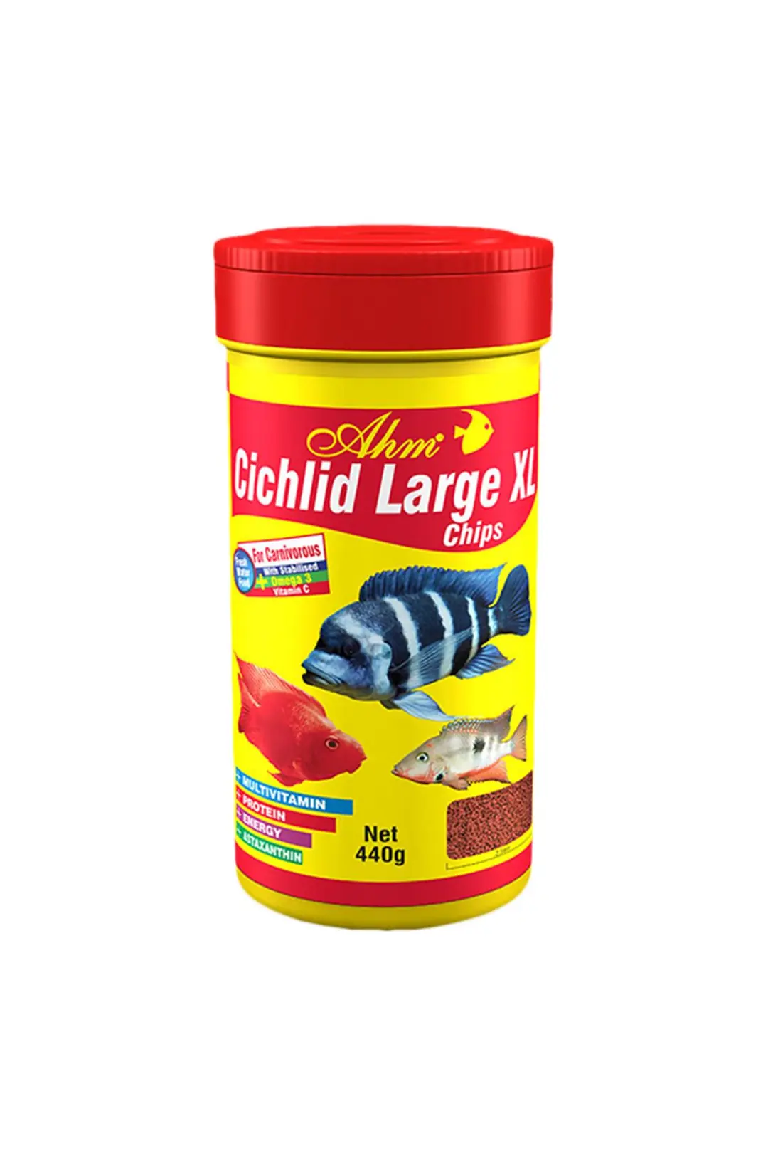 Ürün görseli: AHM Large XL Cichlid Granulat Balık Yemi 1000 ml 