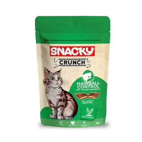 Ürün görseli: Snacky Kedi Crunch Ödül Hairball Control Tavuk 60gr