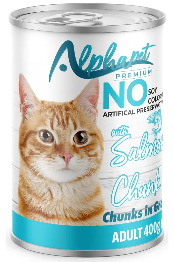 Ürün görseli: Alpha Somon Parça Etli Soslu Yetişkin Kedi Konserve 400 Gr 12'li