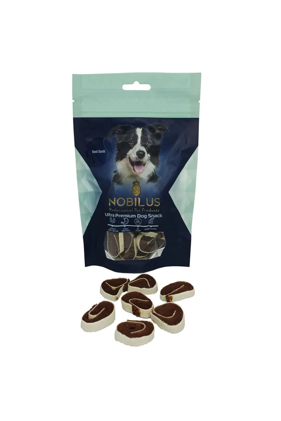 Ürün görseli: Nobilus Sığır Eti Suşi Köpek Ödül Maması 80g