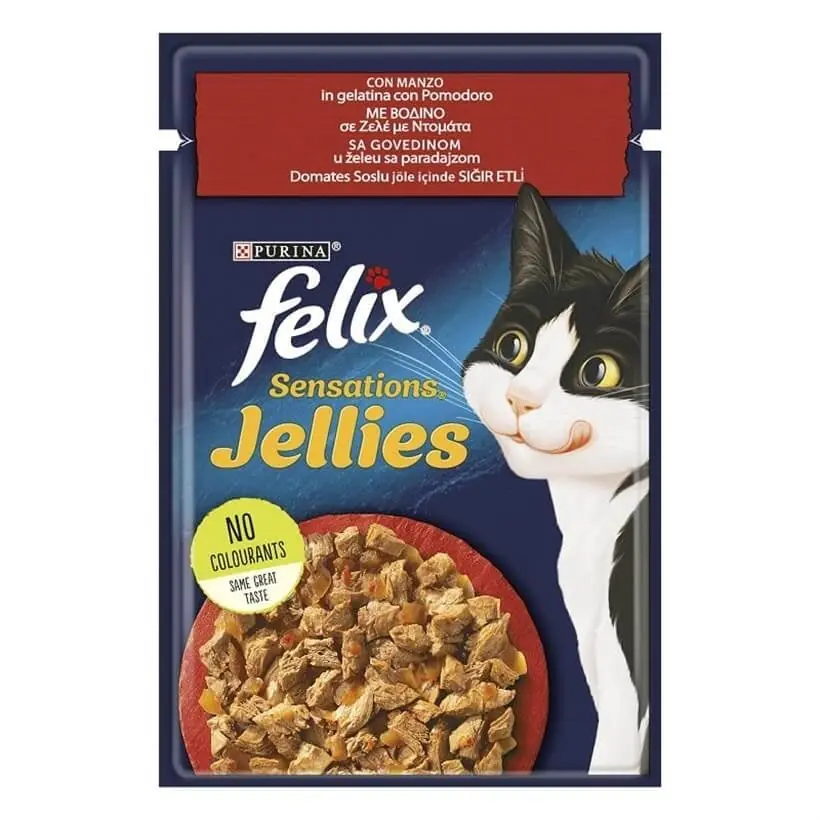 Ürün görseli: Felix Sığır Etli ve Domatesli 85 gr 26'lı Yetişkin Kedi Yaş Maması