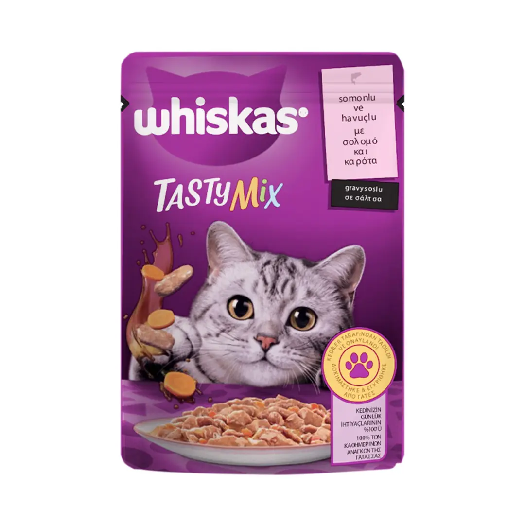 Ürün görseli: Whiskas Tasty Mix Somonlu ve Havuçlu Yaş Mama 85 G 28'li
