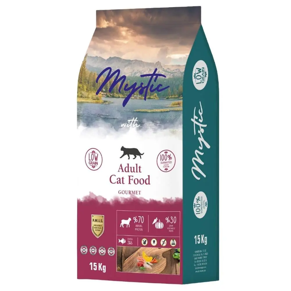 Ürün görseli: Mystic Az Tahıllı Gurme 15 kg Yetişkin Kuru Kedi Maması