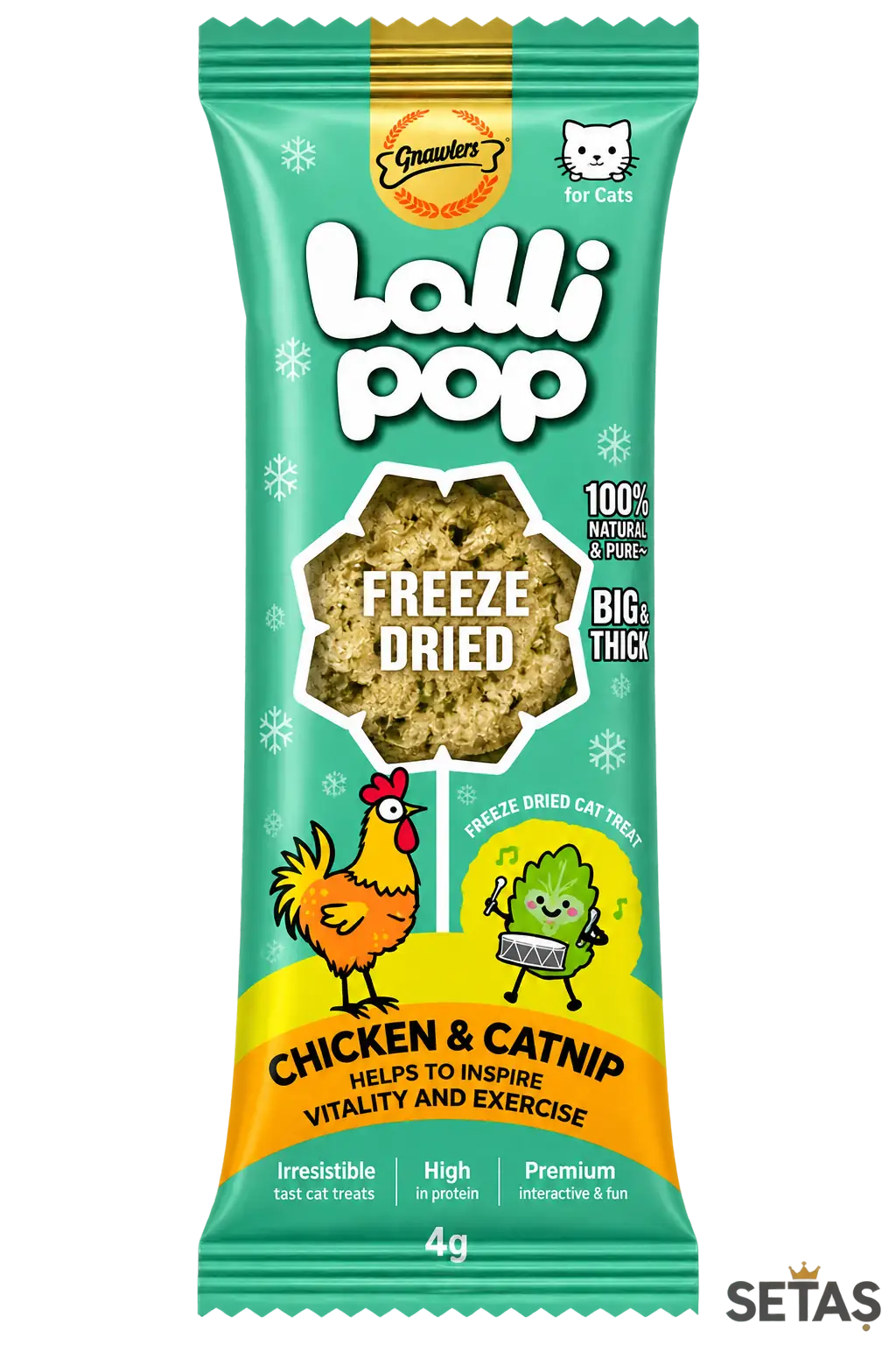 Ürün görseli: Gnawlers Tavuklu ve Catnipli Kedi Lolipop Ödülü 4 gr