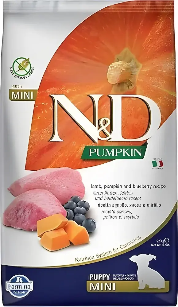 Ürün görseli: N&D Pumpkin Kuzu Etli Balkabaklı ve Yaban Mersinli 2.5 kg Küçük Irk Yavru Köpek Maması