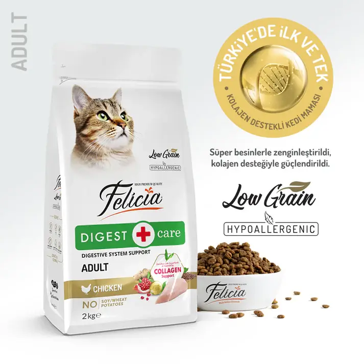 Ürün görseli: Felicia Kolajen Destekli Hipoalerjenik Tavuklu Yetişkin Kedi Maması 2KG