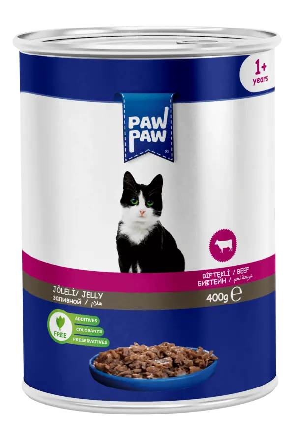 Ürün görseli: PawPaw Sığır Etli Chunk Kedi Konserve 400 G 12'li
