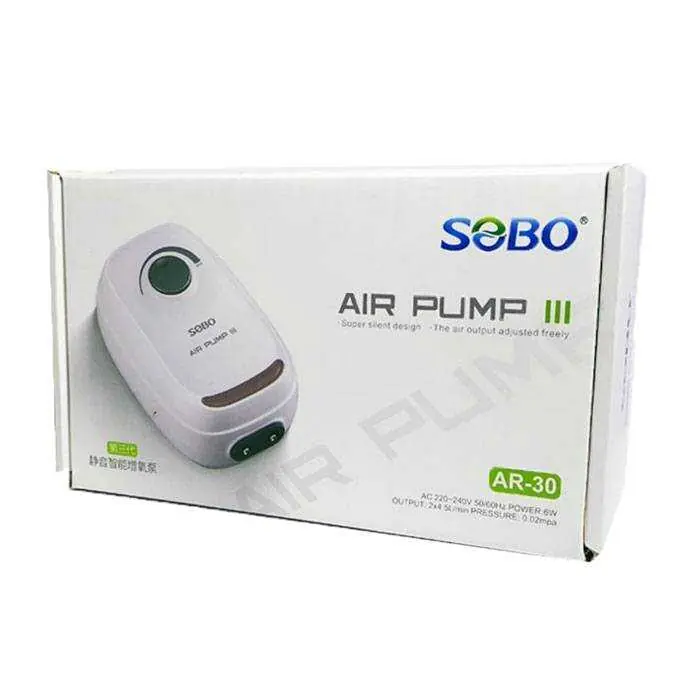 Ürün görseli: Sobo AR-30 Sessiz Ayarlanabilir Çift Çıkışlı Akvaryum Hava Motoru 2x4.5 L-MİN 6W