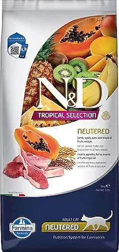 Ürün görseli: N&D Tropical Selection Kuzu Etli 10 kg Kısırlaştırılmış Yetişkin Kedi Maması