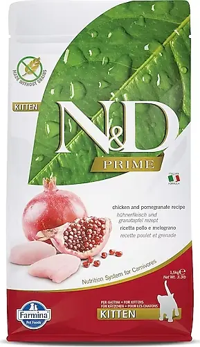 Ürün görseli: N&D Prime Kitten Tahılsız Tavuklu ve Narlı 1.5 kg Yavru Kedi Maması