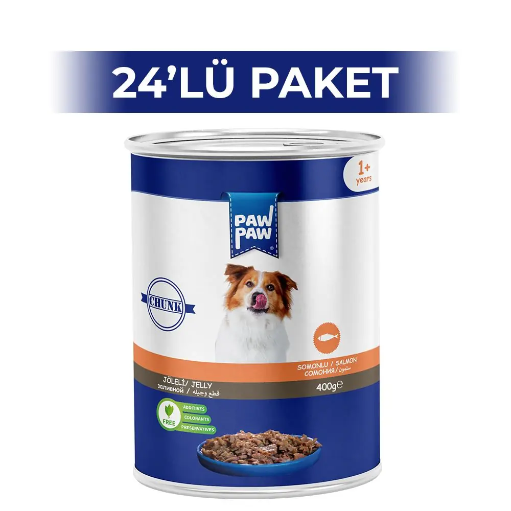 Ürün görseli: Paw Paw Jelly Somonlu Yetişkin Köpek Konserve Maması 400 gr 24 Adet