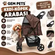 GEM PETS Kedi-Köpek Arabası – Geniş Kabinli Tekerlekli Pet Taşıma Arabası