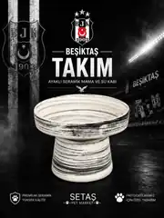 Siyah Beyaz Ayaklı Seramik Mama Kabı – Beşiktaş Taraftar Serisi