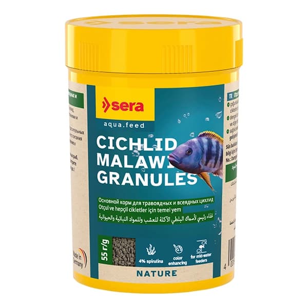 Ürün görseli: Sera Cichlid Malawi Granules Granül Cichlid Yemi 100 Ml 55 Gr