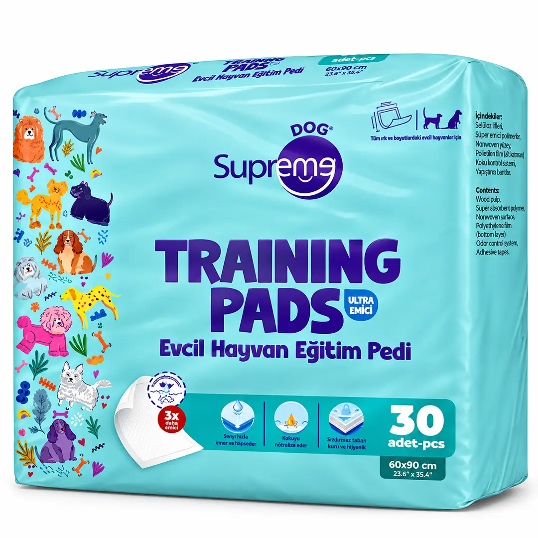 Ürün görseli: Supreme Dog Ekstra Emici Çiş Eğitim Pedi 60 X 90 Cm 30'Lu