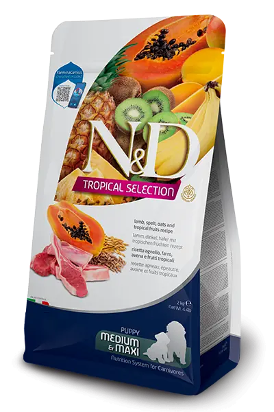 Ürün görseli: N&D Tropical Selection Kuzu Etli 2 kg Orta ve Büyük Irk Yavru Köpek Maması