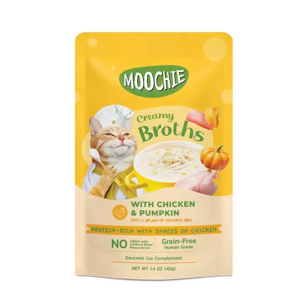 Ürün görseli: Moochie Çorba Kedi Ödülü Tavuk-Balkabağı 40 Gr 16 Adet