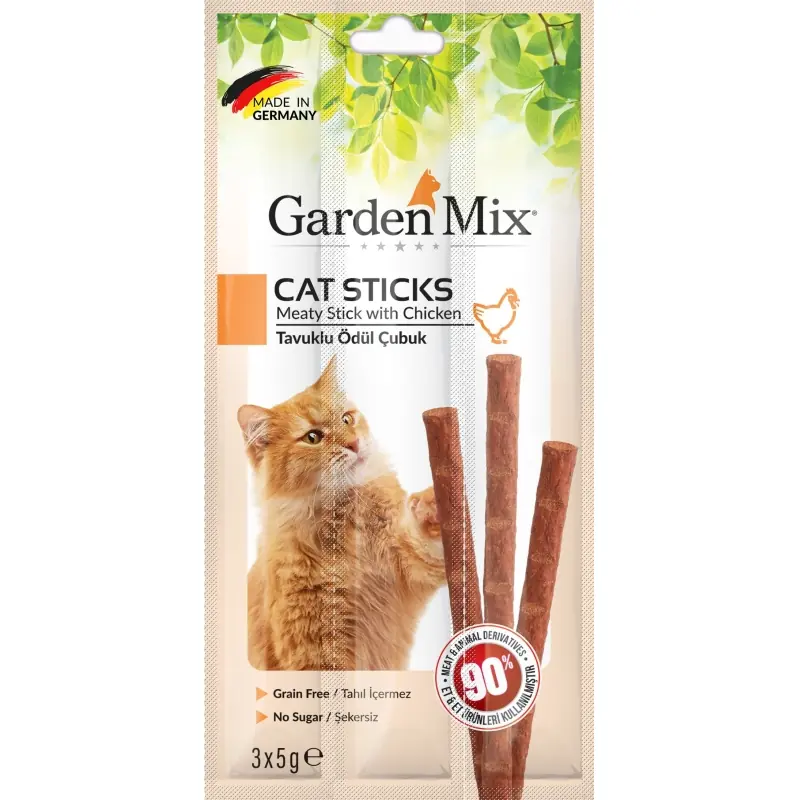 Ürün görseli: Gardenmix Tavuklu Kedi Stick Ödül 3*5g 50li