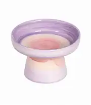 Fırça İzli Ayaklı Seramik Mama Kabı Mor-Pembe